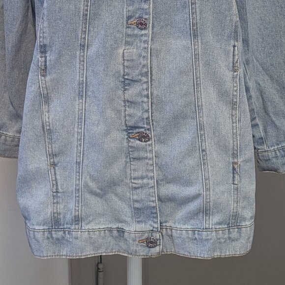 Vintage GUESS Denim Jacket Longline Barn Coat Chore Coat Y2K 90's Preppy - Picture 3 of 7